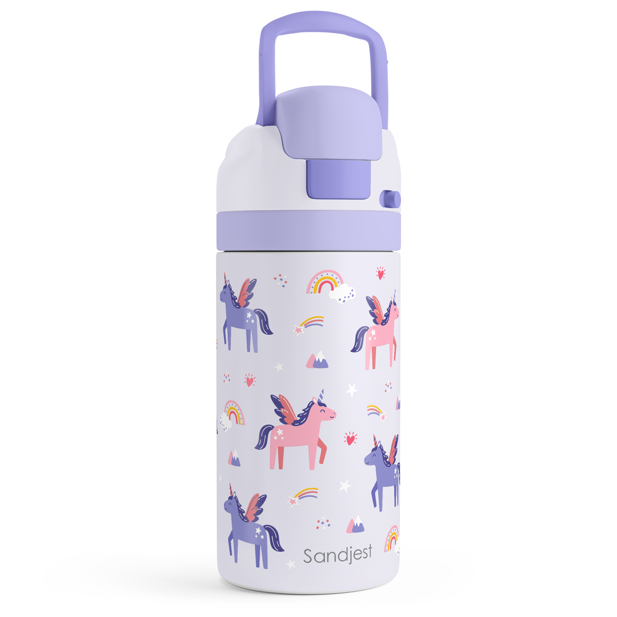 FunzyPop 16oz Kids Push-button Water Bottle | Unicorns