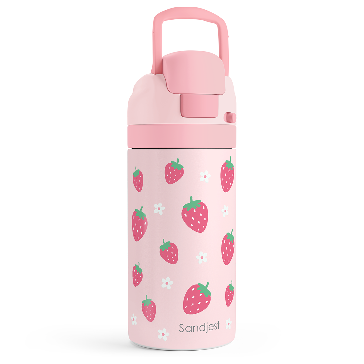 FunzyPop 16oz Kids Push-button Water Bottle | Strawberries