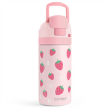 FunzyPop 16oz Kids Push-button Water Bottle | Strawberries