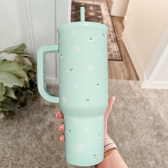 Mint Daisy Slidemate | Slider Tumbler with Handle 40oz