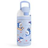 FunzyPop 16oz Kids Push-button Water Bottle | Sharks