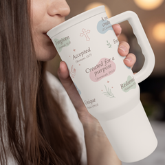 White Christian Slidemate | Slider Tumbler with Handle 40oz