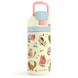 FunzyPop 16oz Kids Push-button Water Bottle | Doodle Cats