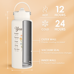 Christian Gifts for Women, Inspiration Water Bottle 32oz Stainless Steel Insulated with Lid, Religious Gifts for Mom Friends Ladies on Birthday Mother's Day Christmas