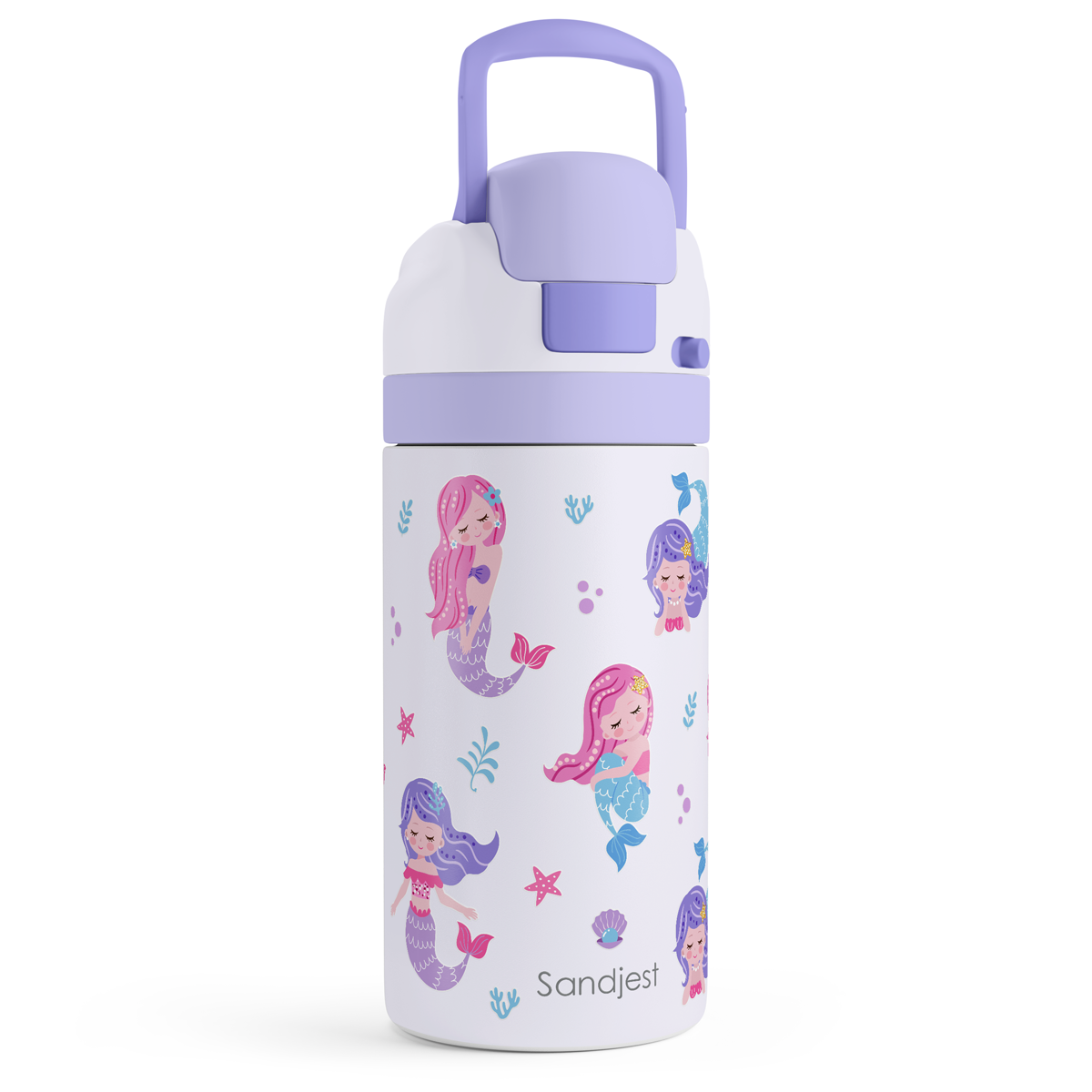 FunzyPop 16oz Kids Push-button Water Bottle | Mermaids