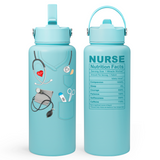 Mint Nurse SipChic | Straw Lid Water Bottle 32oz