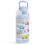 FunzyPop 16oz Kids Push-button Water Bottle | Pink Construction