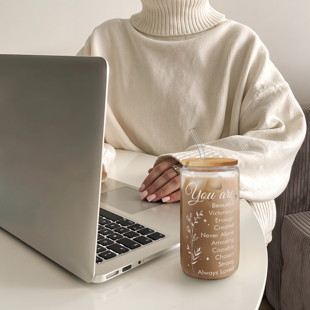 Inspiration GlassGlow | Glass Tumbler with Bamboo Lid 16oz
