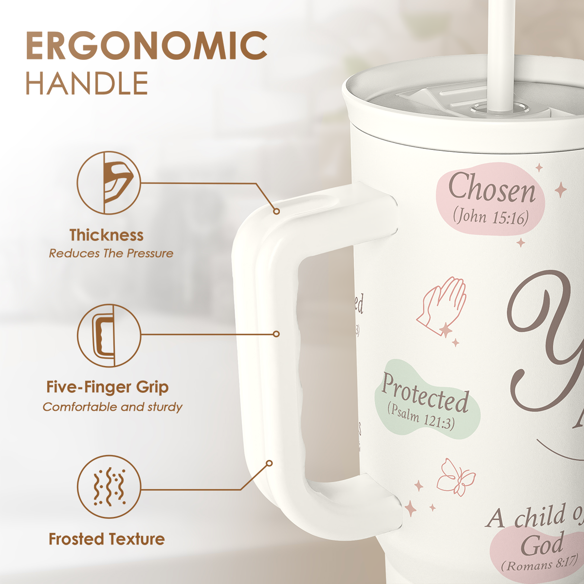 White Christian Slidemate | Slider Tumbler with Handle 40oz