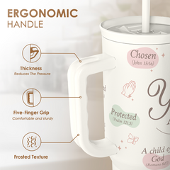 Christian Gift for Women – Inspiration Insulated Stainless Steel Tumbler with Handle and Straw - Religious Gifts for Birthday Christmas, 40oz