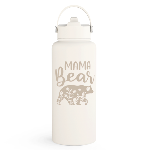 Mom Water Bottle, Mama Bear Bottles 32oz Stainless Steel Insulated with Lid, Mom Gifts from Daughter Son, Gifts for Mother's Day Christmas Birthday