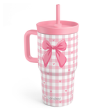 CubbyKup 20oz Kids Leak-proof Tumbler | Pink Gingham Bow