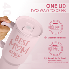 Pink Best Mom Ever Slidemate | Slider Tumbler with Handle 40oz