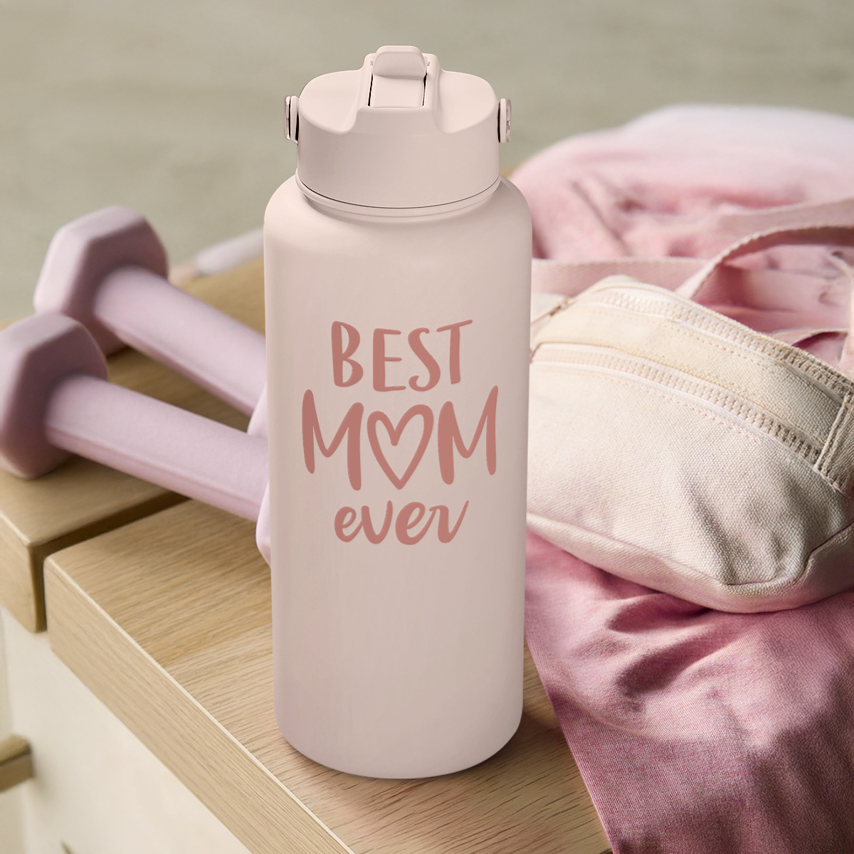 Mom Water Bottle, Best Mom Ever Bottles 32oz Stainless Steel Insulated with Lid, Gifts for Moms from Daughter Son, Gifts for Mother's Day Christmas Birthday