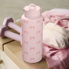 Pink Bow SipChic | Straw Lid Water Bottle 32oz