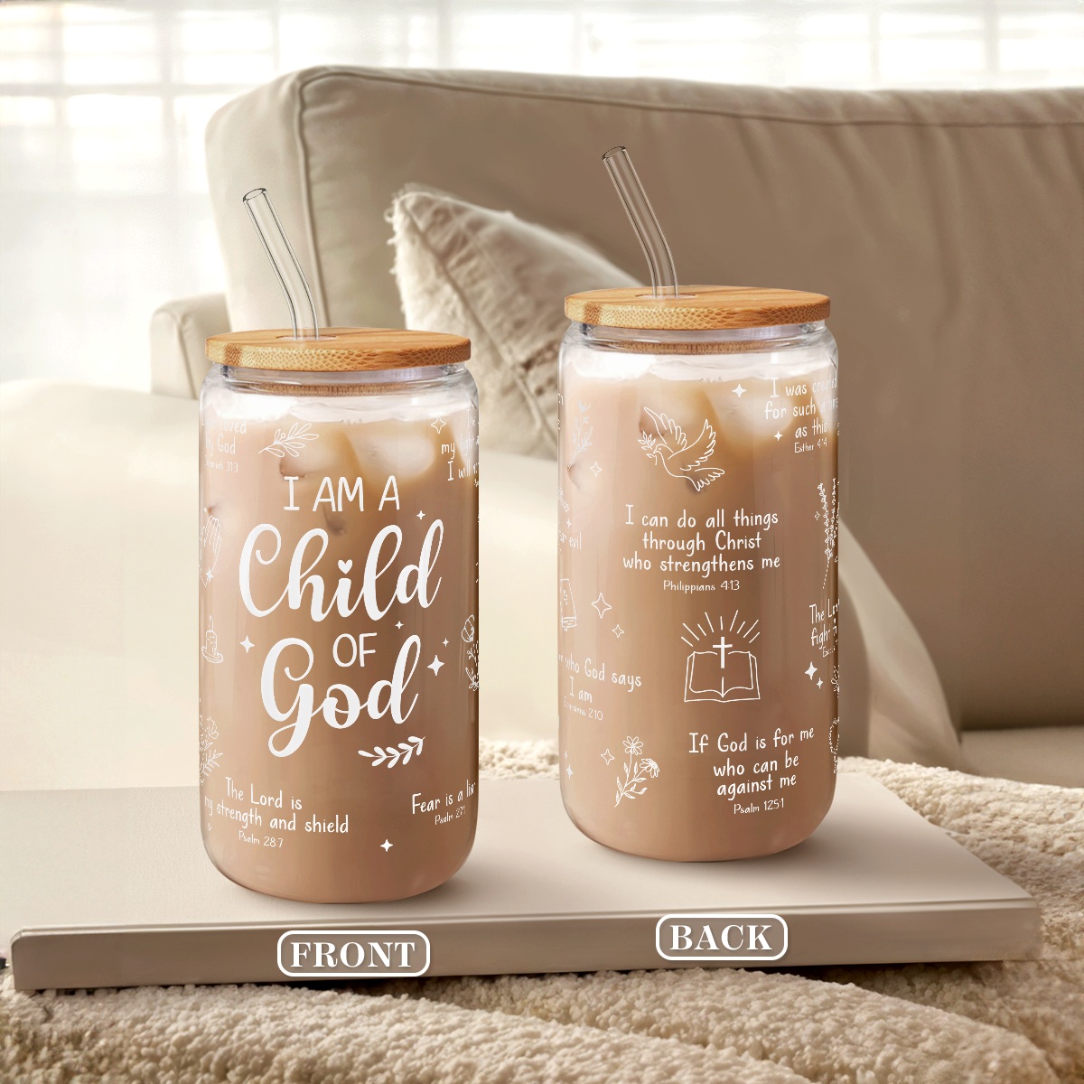 Christian GlassGlow | Glass Tumbler with Bamboo Lid 16oz