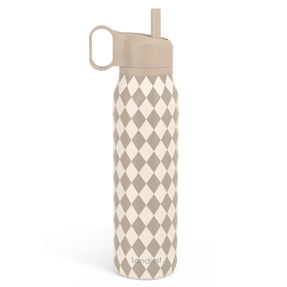 20oz Twist Lid Water Bottle | Dusty Brown Checkers