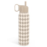 20oz Twist Lid Water Bottle | Dusty Brown Checkers