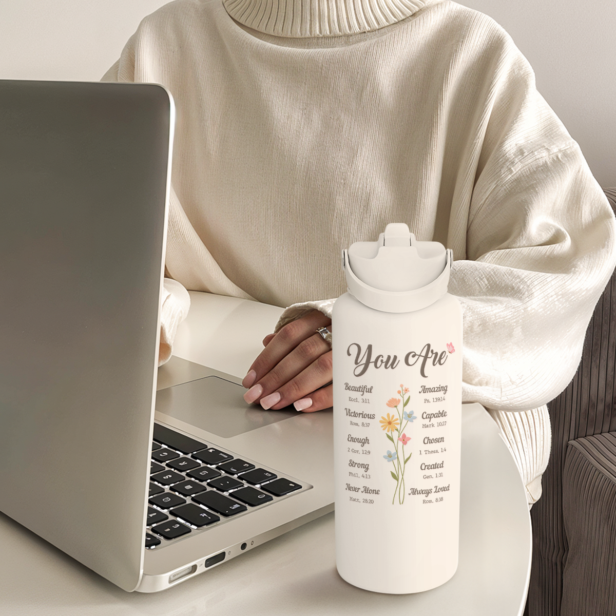 Christian Gifts for Women, Inspiration Water Bottle 32oz Stainless Steel Insulated with Lid, Religious Gifts for Mom Friends Ladies on Birthday Mother's Day Christmas