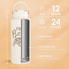 Beige Mama Bear SipChic | Straw Lid Water Bottle 32oz