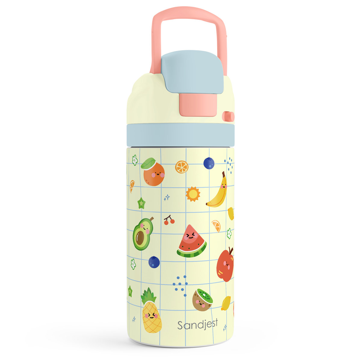 FunzyPop 16oz Kids Push-button Water Bottle | Fruits