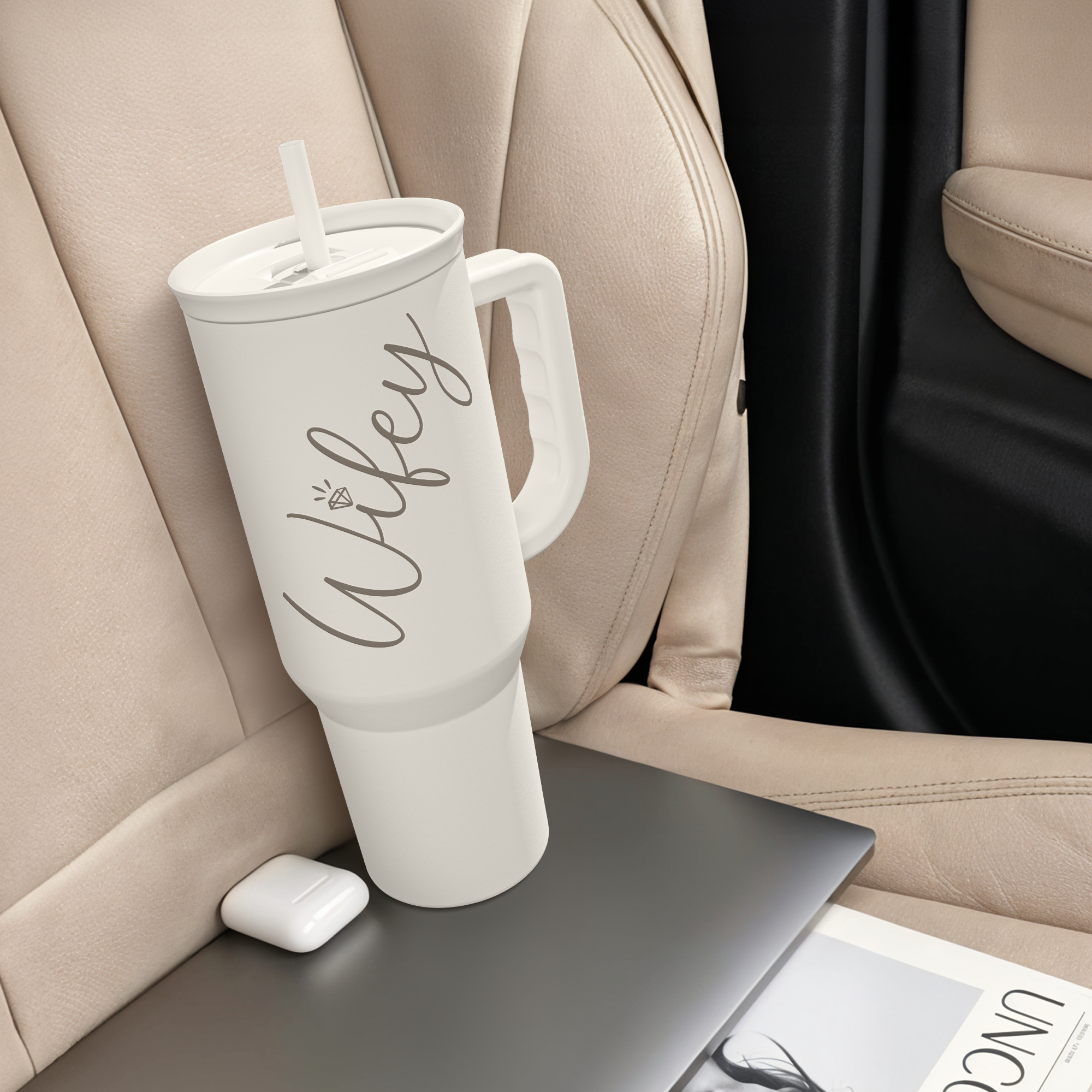 White Wife Slidemate | Slider Tumbler with Handle 40oz