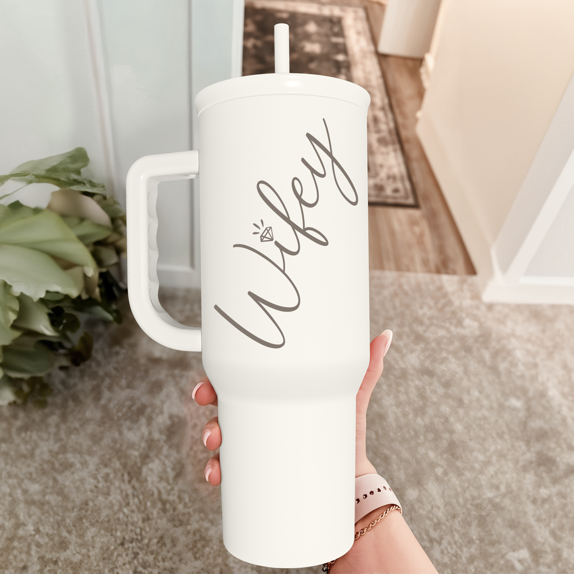 White Wife Slidemate | Slider Tumbler with Handle 40oz