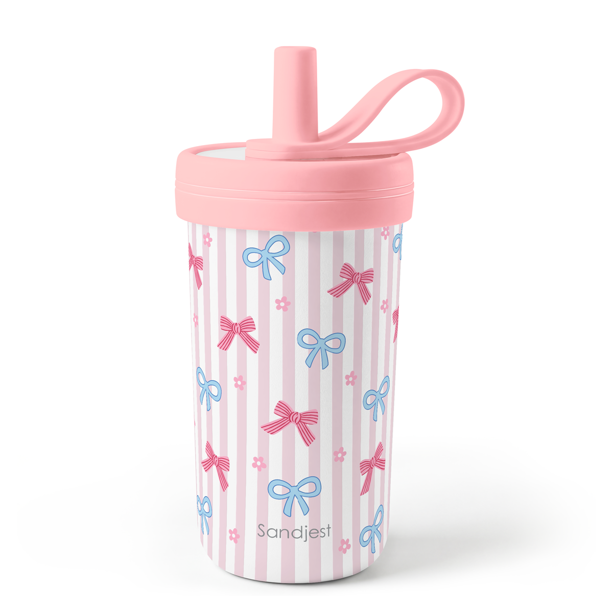 FunzyKup 14oz Kids Spill-resistant Straw Tumbler | Pink & Blue Bows