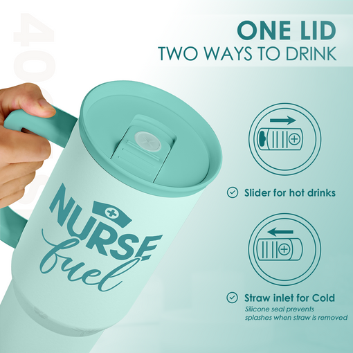 Nurse Gift Tumbler 40oz with Handle and Straw ?C Nurse Fuel Insulated Stainless Steel Travel Coffee Mug for Nurses Nursing Friend Student - Gifts for Nurse Week, Appreciation, Birthday, Christmas