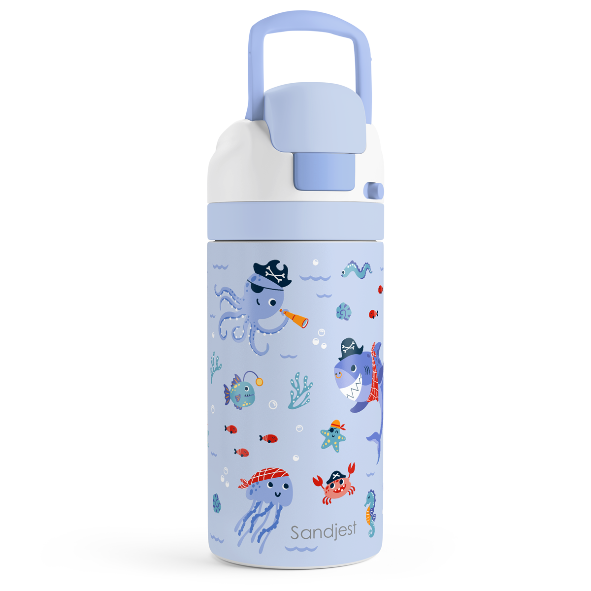 FunzyPop 16oz Kids Push-button Water Bottle | Sea Animals