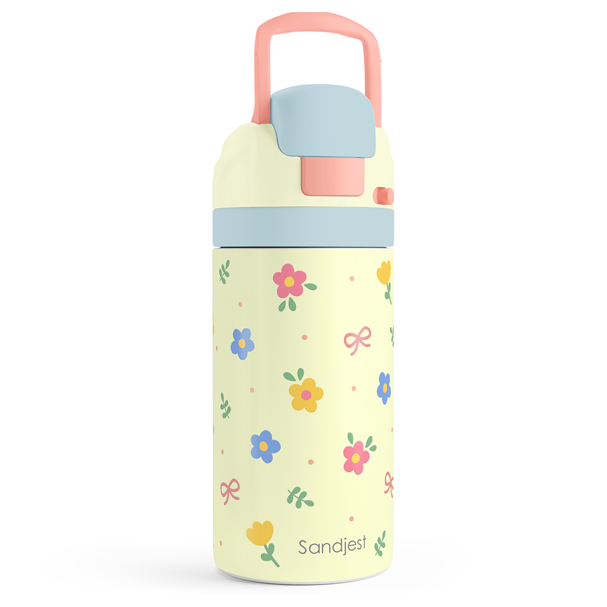 FunzyPop 16oz Kids Push-button Water Bottle | Flowers