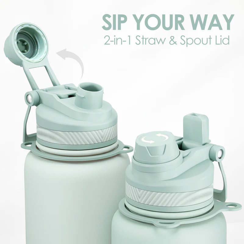 Mint CamelMate | 2-in-1 Lid Water Bottle with Strap 32oz