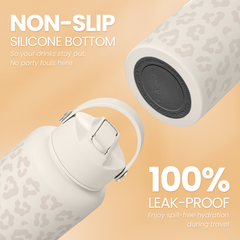 Leopard Water Bottle 32oz Stainless Steel Vacuum Insulated with Lid, Leopard Print Water Bottles for Gym Sports Travel Outdoor, Gifts for Women Girls Ladies Birthday Christmas