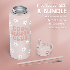 Mom Water Bottle, Cool Moms Club Bottles 32oz Stainless Steel Insulated with Lid, Mom Gifts from Daughter Son, Gifts for Mother's Day Christmas Birthday