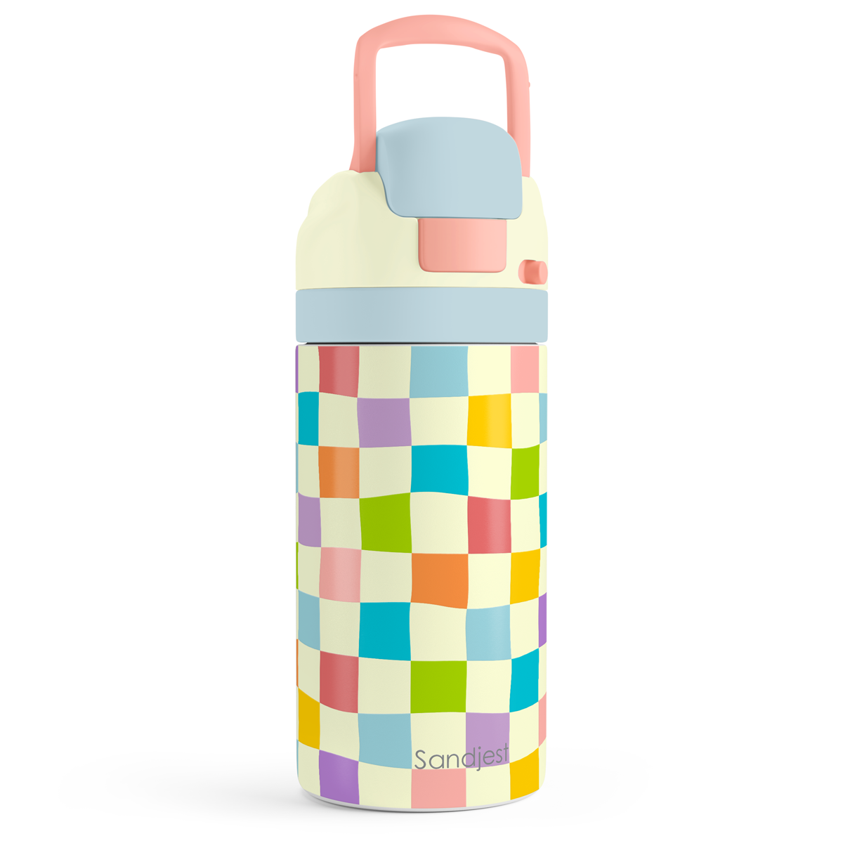 FunzyPop 16oz Kids Push-button Water Bottle | Checkerboard
