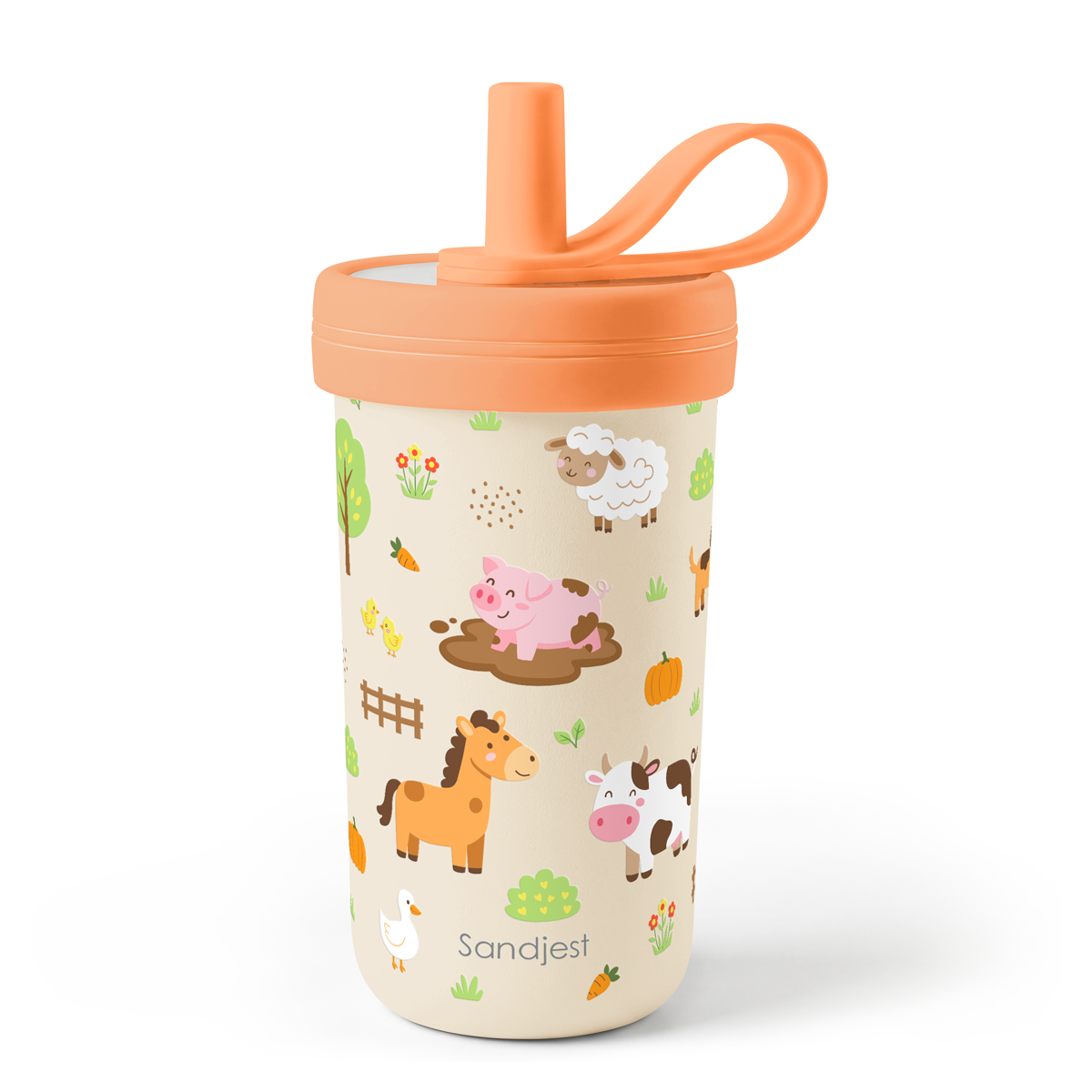 FunzyKup 14oz Kids Spill-resistant Straw Tumbler | Farm Animals