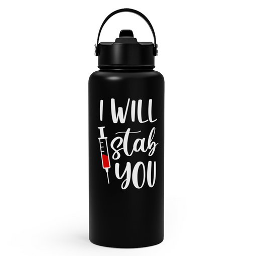 Nurse Gifts for Women - I Will Stab You Water Bottle 32oz Stainless Steel Insulated with Lid, Nurse Appreciation Gifts for Female Nurses, Christmas Birthday Nurse Week