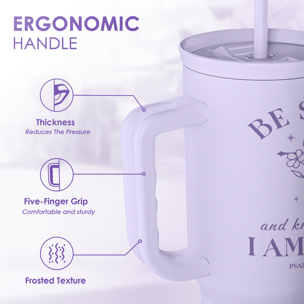 Christian Gift for Women - Insulated Stainless Steel Tumbler with Handle and Straw - Religious Inspirational Gifts for Birthday Christmas, 40oz