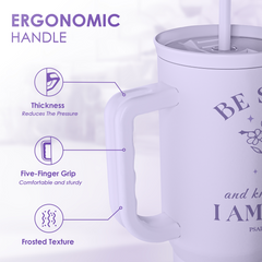 Christian Gift for Women - Insulated Stainless Steel Tumbler with Handle and Straw - Religious Inspirational Gifts for Birthday Christmas, 40oz