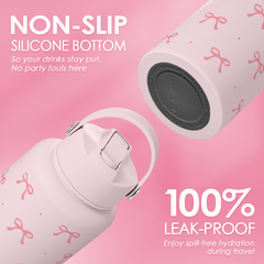 Pink Bow Water Bottle Stainless Steel Insulated Vacuum 32oz with Lid, Gifts for Women Girls Teens Birthday Christmas