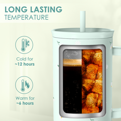 Daisy Flower Tumbler with Handle and Straw - Insulated Stainless Steel Coffee Travel Mug for Women Girls, Floral Gift Idea for Birthday Christmas