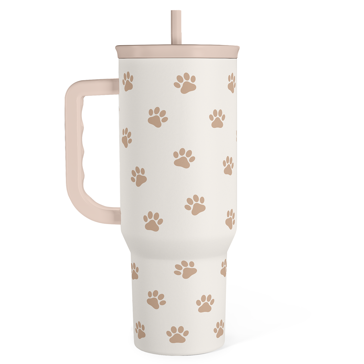 Paw Print Tumbler with Handle, Gifts for Dog Mom, Stainless Steel Insulated Tumblers Coffee Travel Mug Cup, Gift for Women Girls on Birthday Christmas Mothers Day, 40oz