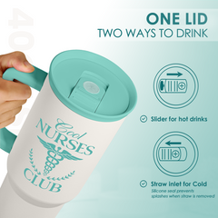 Nurse Gift for Women, Nurse Nutrition Facts Tumbler with Handle, Insulated Stainless Steel Travel Coffee Mug for Nurses Nursing Friends, Aprreciation Gifts for Nurse Week, Birthday, Christmas, 40oz