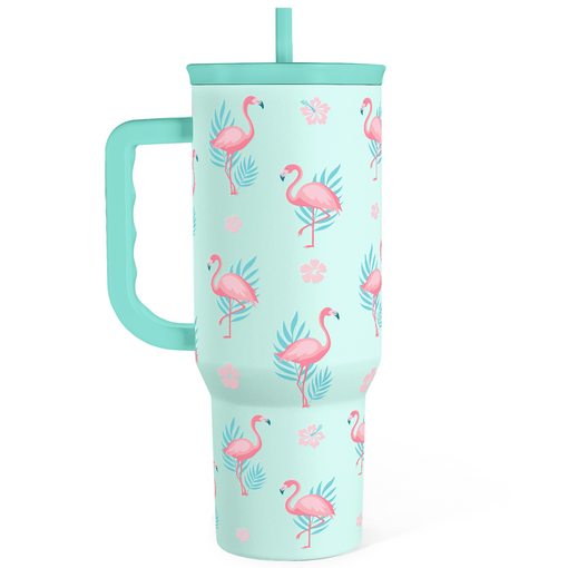 Flamingo Tumbler, Stainless Steel Insulated Tumblers Coffee Mug Cup with Handle, Gifts for Women Girls on Birthday Christmas Summer, 40oz