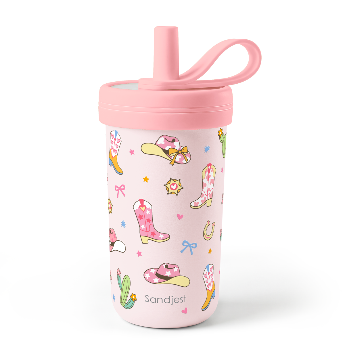 FunzyKup 14oz Kids Spill-resistant Straw Tumbler | Pink Cowgirl
