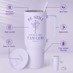 Christian Gift for Women - Insulated Stainless Steel Tumbler with Handle and Straw - Religious Inspirational Gifts for Birthday Christmas, 40oz