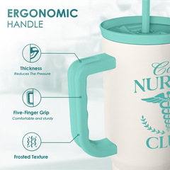 Nurse Gift for Women, Nurse Nutrition Facts Tumbler with Handle, Insulated Stainless Steel Travel Coffee Mug for Nurses Nursing Friends, Aprreciation Gifts for Nurse Week, Birthday, Christmas, 40oz