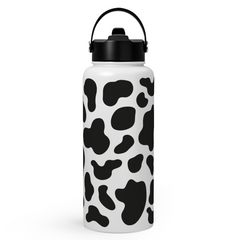 Cow Print Water Bottle 32oz Stainless Steel Vacuum Insulated with Lid, Cow Water Bottles for Gym Sports Travel Outdoor, Cow Gifts for Women Girls Birthday Christmas