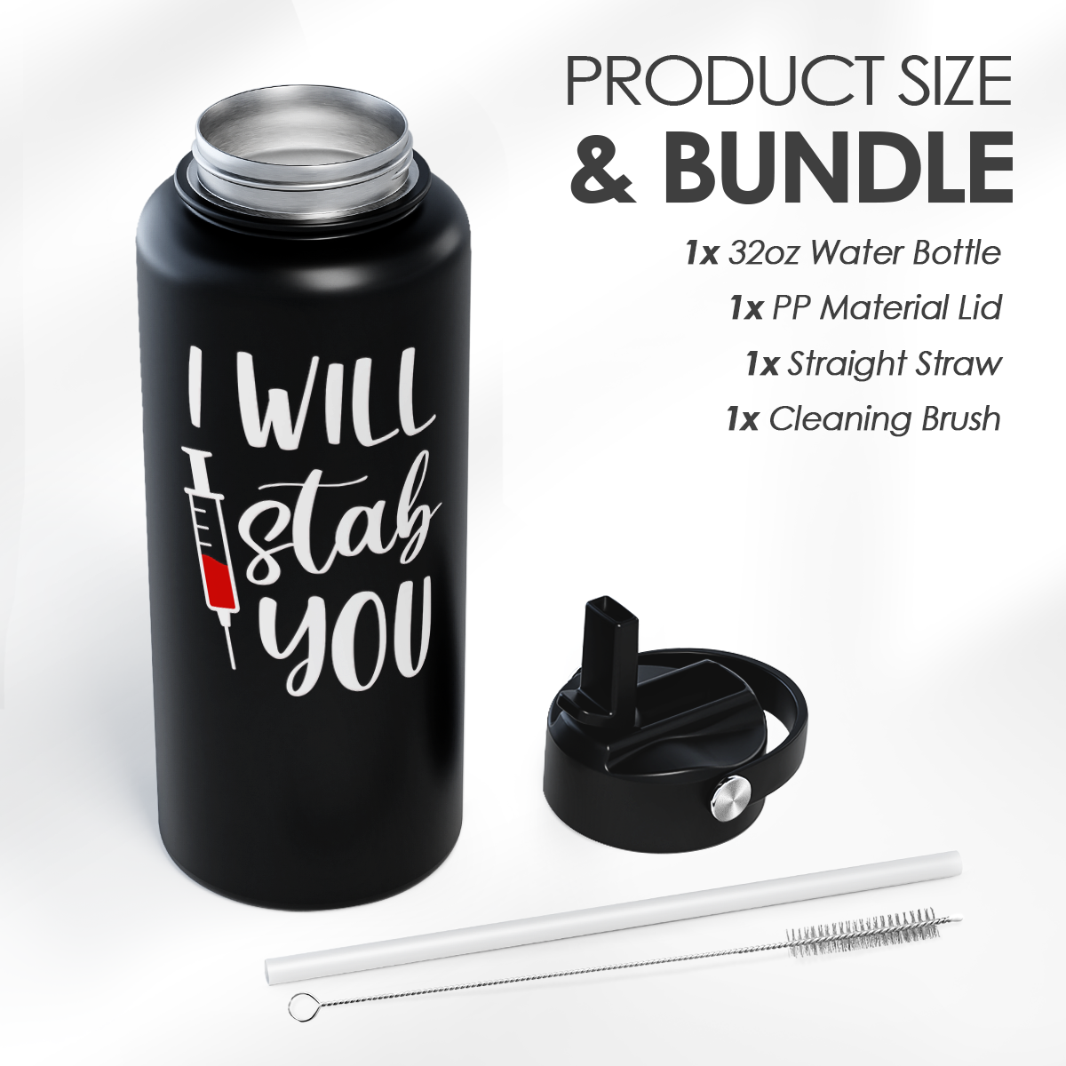 Black Nurse SipChic | Straw Lid Water Bottle 32oz