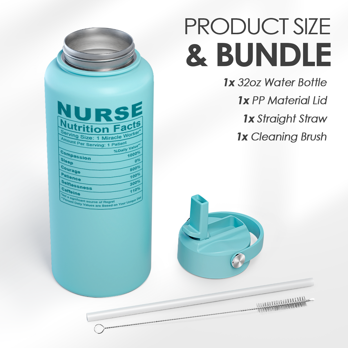 Mint Nurse SipChic | Straw Lid Water Bottle 32oz